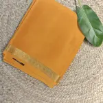 Mustard yellow plain Pure Mysore crepe silk saree 120gsm