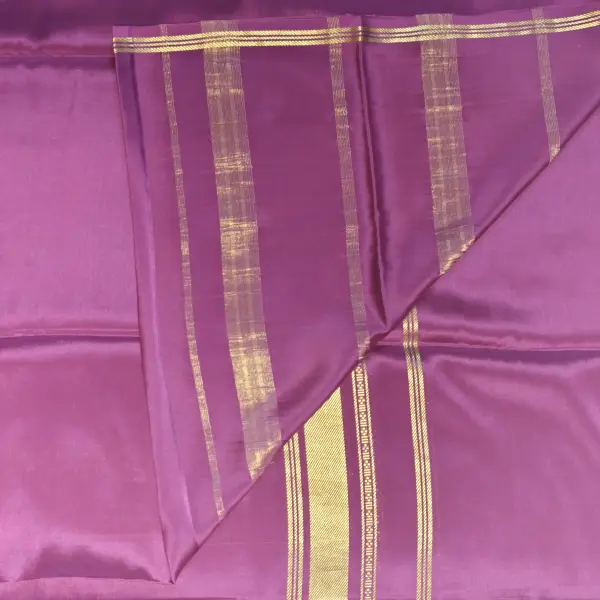 Purple long bentex border pure crepe silk saree 120gsm