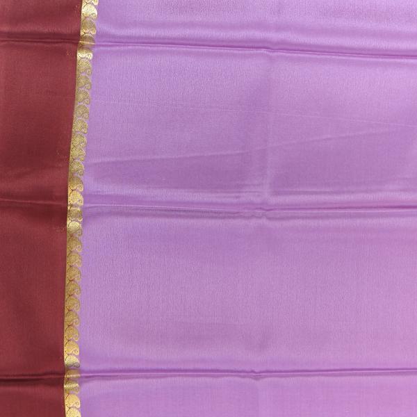 Lavender with maroon border pure crepe silk saree 70gsm