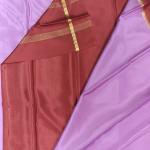 Lavender with maroon border pure crepe silk saree 70gsm