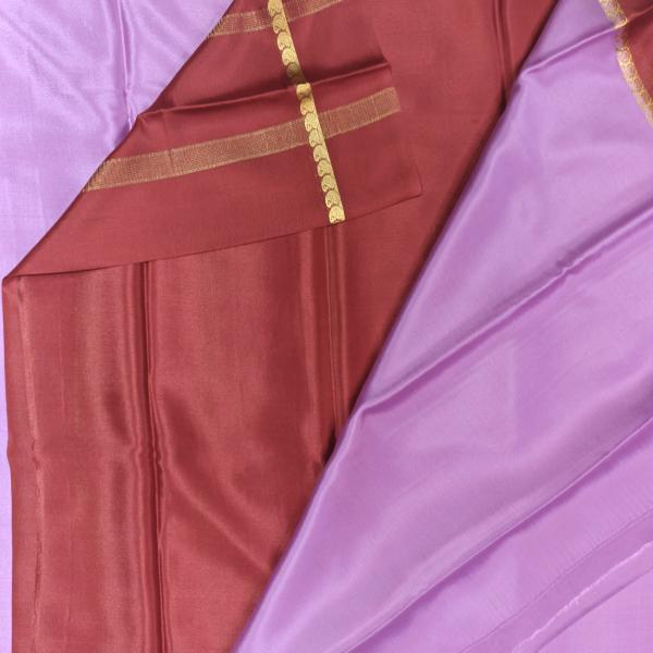 Lavender with maroon border pure crepe silk saree 70gsm